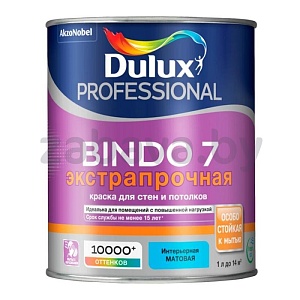 Краска Dulux Bindo 7, матовая, белая, BW, 1 л