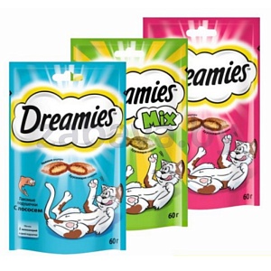 Лакомство для кошек Dreamies, 60 г, в ассорт.