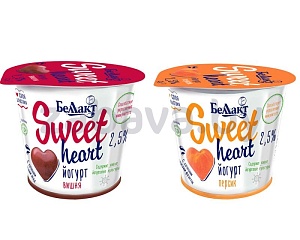 Йогурт «Беллакт» Sweet Heart, персик или вишня, 2,5%, 150 г