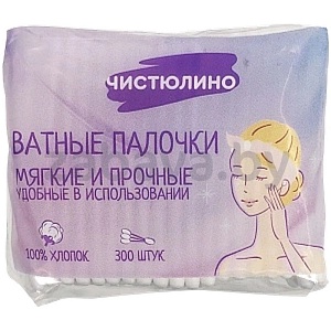 Ватные палочки «Чистюлино», 300 шт.