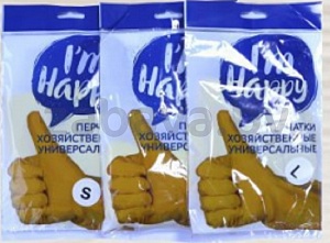 Перчатки хозяйственные I’m Happy, универсальные, размеры S, M, L