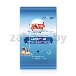 \Влажные гигиенические салфетки Cliny для собак и кошек, 10 шт.