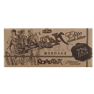 Шоколад «Спартак» elite, горький, 72%, 85 г