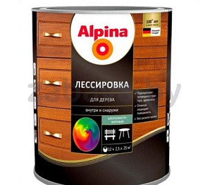 Средство защитное Alpina «Лессировка», для дерева, шелковисто-матовая, 2,5 л/2 кг, бесцветный