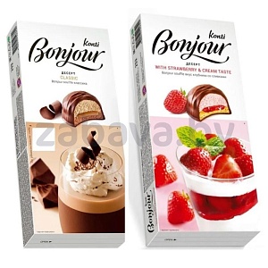 Десерт Bonjour, клубника со сливками или classic, 232 г