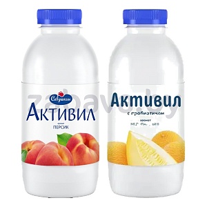 Бионапиток к/м «Активил», 2%, 500 г, персик или медов. дыня