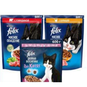 Корм для кошек Felix, 600 г, в ассорт.