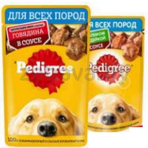 Корм д/собак Pedigree, кролик-индейка или говяд., в соусе, 85 г