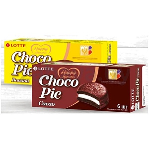 Печенье Lotte Choco Pie, с какао/банан, 168 г