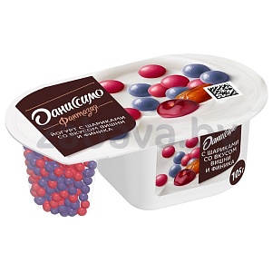 Йогурт «Даниссимо» «Фантазия», хруст. шарики, вишня-финик, 105 г