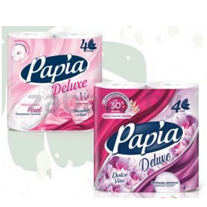 Бумага туалетная Papia Deluxe, 4 сл., 4 рул., в ассорт.