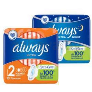 Прокладки Always Ultra Night или Normal, 7/10 шт.