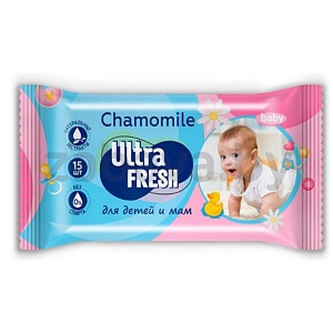 Салфетки влажные Ultra Fresh Baby, 15 шт.