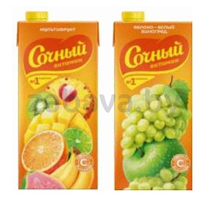Напиток «Сочный витамин», яблоко и бел. виногр. или мультифр., 1,95 л