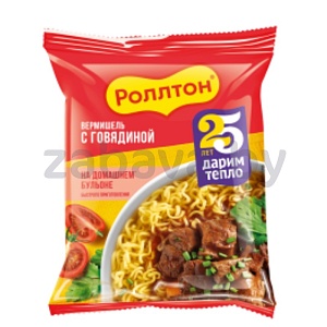 Вермишель «Роллтон» на домашнем бульоне, говядиной, 60 г
