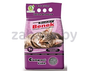 Наполнитель бентонитовый комкующийся Super Benek Compact Line Lavender, лаванда, 5 л