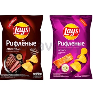 Чипсы Lay`s, стейк рибай или лосось в слив. соусе, 140 г
