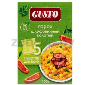 Горох колотый Gusto, шлиф., 5 вар. пак., 400 г