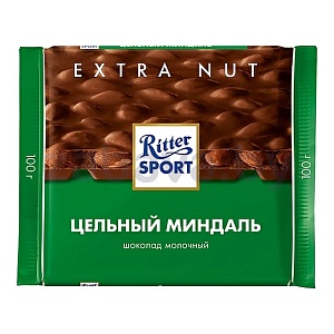 Шоколад молочн. Ritter Sport, с цельным миндалем, Германия, 100 г