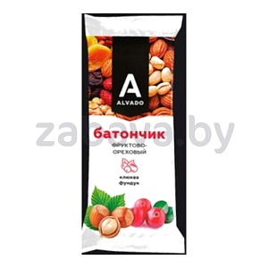 Батончик Alvado, фруктово-ореховый, 35 г, в ассорт.