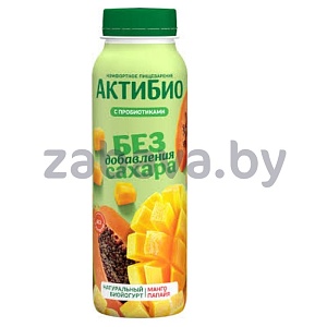 Биойогурт питьевой «Актибио», манго-папайя, 1,5%, РФ, 260 г