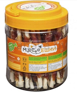 Лакомство для собак «Мясоешки», утиные шашлычки, 600 г, 1 банка