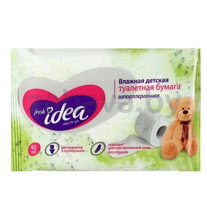 Влажная туалетная бумага Fresh Idea, детская, 40 шт.