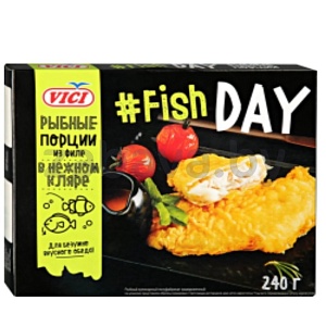 Минтай, филе порции в нежном кляре Vici Fish Day, 240 г