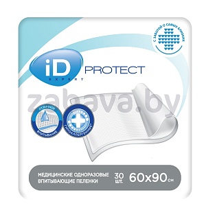 Пеленки одноразовые iD Protect, 60×90 см, 30 шт.