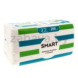 Полотенца бумажные Smart, 2-лойные, v-сложения, 200 шт.