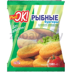 Бургеры рыбные Vici, «Рыбок», п/ф, замор., 1 кг