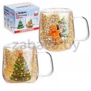 Кружка стеклянн. с двойн. стенками Perfecto Linea, Christmas-1, 380 мл