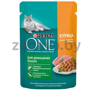 Корм Purina One, для стерилиз. кошек, курица с зел. фасолью, 75 г