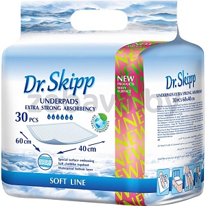 Пеленки детские Dr. Skipp Soft Line, 60×40 см, 30 шт.