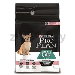 Корм Pro Plan для взрослых собак мелких пород с чувств. кожей, с лососем и рисом, 7 кг
