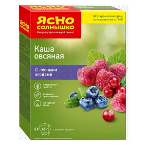 Каша «Ясно солнышко», овсяная с лесн. ягодами, 270 г