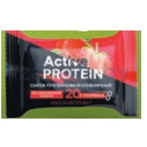 Сырок протеин. Active protein, клубника, б/сах., 5%, РБ, 80 г