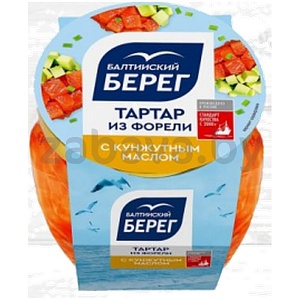 Тартар «Балтийский берег», из форели с кунжутным маслом, 150 г