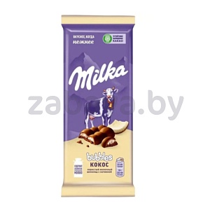 Шоколад Milka Bubbles молочн. порист. с кокосом, 87 г