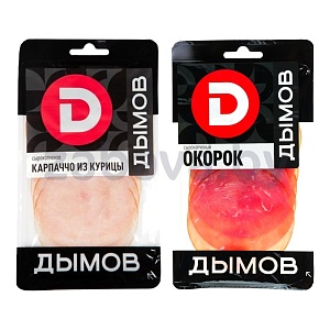 Карпаччо м/пт или окорок «Дымов», с/к, нарезка, 70 г