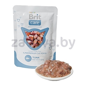 Консервированный корм Brit Care, для кошек, пауч, тунец, 80 г