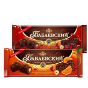 Шоколад темный «Бабаевский», вишнев./апельсинов. брауни и целый фундук, 165 г