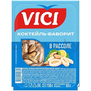Коктейль из морепродуктов, солен. в рассоле, Vici «Фаворит», 150 г