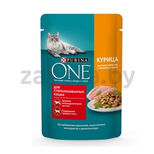 Корм Purina One, для стерилиз. кошек, курица с фасолью, 75 г