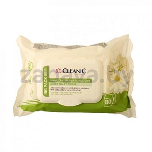 Бумага туалетная влажная с ромашкой Cleanic, 80 шт.