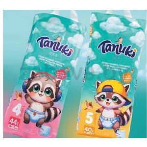 Подгузники-трусики Tanuki, 4 (8-13 кг) 44 шт. или 5 (9-17 кг) 40 шт.