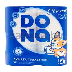 Бумага туалетная Dona Classic, 2 слоя, 4 рулона