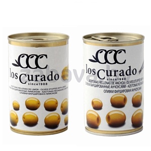 Оливки Los Curado зел., фарш. анчоусом или лимоном, 300 г