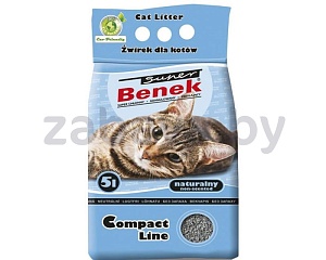 Наполнитель бентонитовый комкующийся Super Benek Compact Line без запаха, 5 л