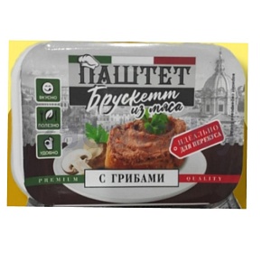 Паштет «Брускетт», мясной с зеленью/грибами, «Борисовский» МК, 150 г